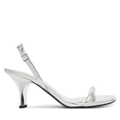 Sandały damskie - Sandały Calvin Klein Sculpt Kitt Heel Strappy Lth Met HW0HW02709 Srebrny - miniaturka - grafika 1