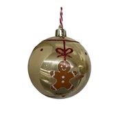Bombki - Bombka plastikowa dekorowana piernik 8 cm złoty - miniaturka - grafika 1