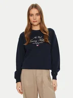 Bluzy damskie - Tommy Hilfiger Bluza Modern Script WW0WW43844 Granatowy Regular Fit - miniaturka - grafika 1