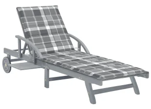 Elior Leżak ogrodowy w szarą kratkę W2-B51 - Leżaki ogrodowe - miniaturka - grafika 1
