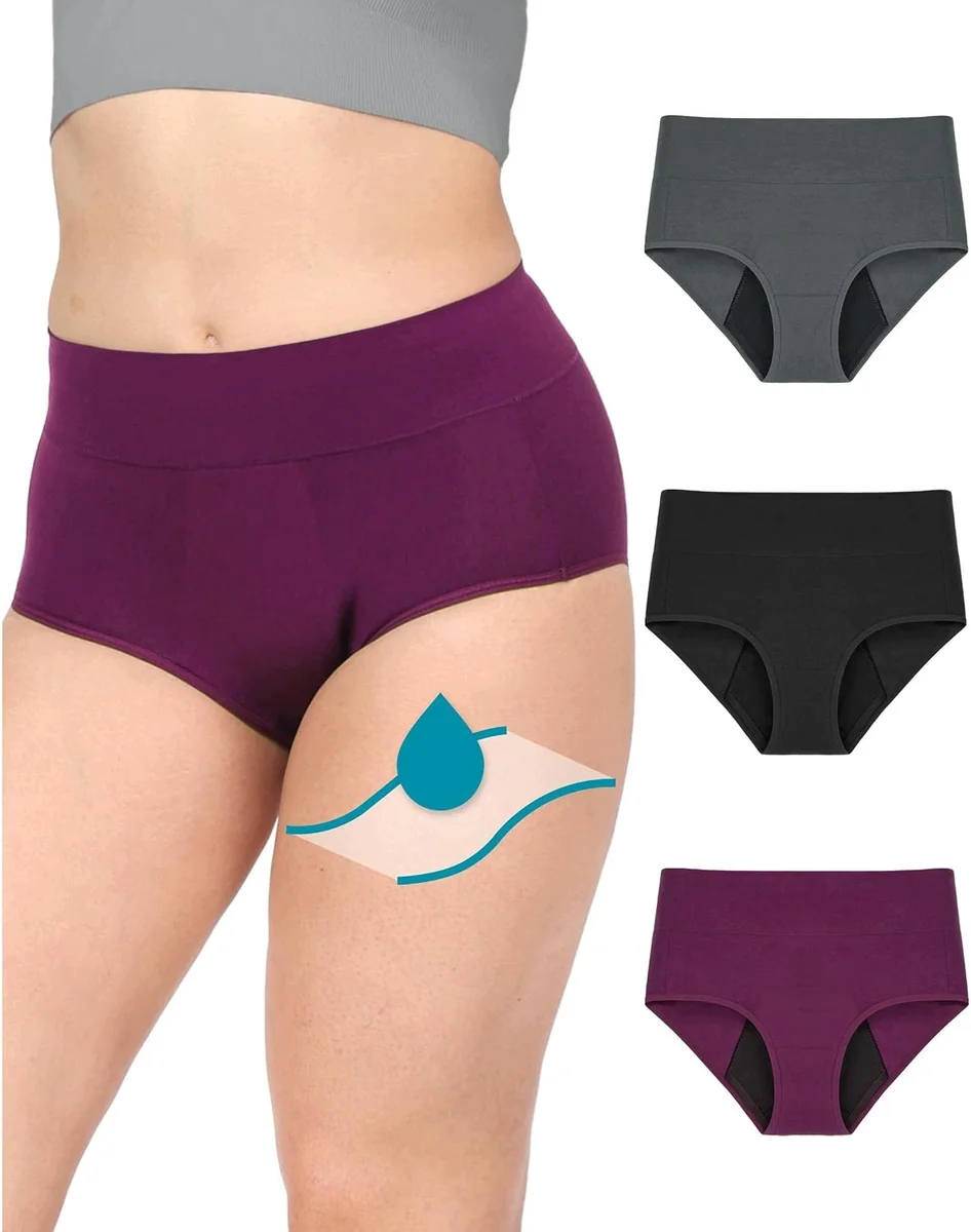 Majtki menstruacyjne bawełniane wysokie S 3 sztuki wysoka chłonność