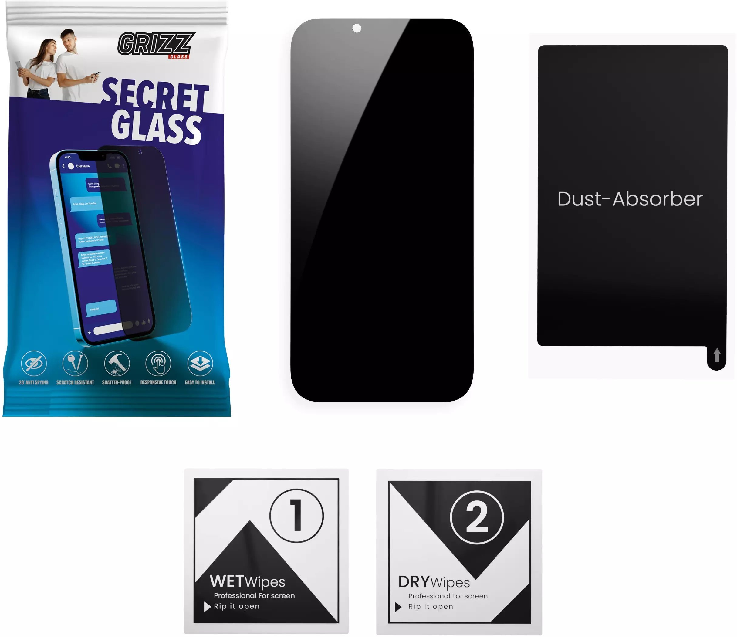 Matowe szkło prywatyzujące GrizzGlass SecretGlass do Motorola Moto Pad 60 Neo
