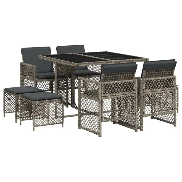 Zestaw Mebli Ogrodowych Rattan PE, Stół 110x106x73cm, Krzesła 50,5x54x79