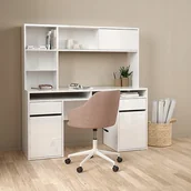 Biurka dla dzieci - Biurko z nadstawką Function Plus 149 cm 2 szuflady 2 drzwi biały połysk - miniaturka - grafika 1