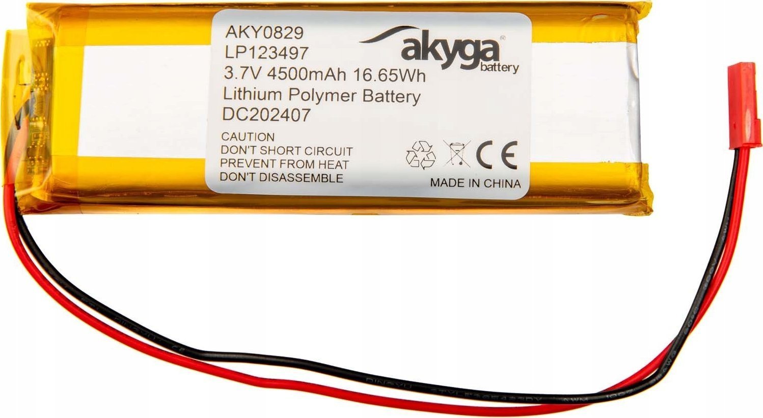 Akyga Akumulator Li-Po LP123497 AKY0829 3.7V / 4500mAh PCM złącze JST 2-Pin 150mm