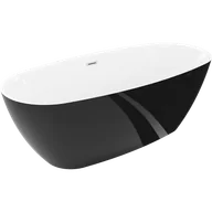 Wanny - Mexen Luvo Slim wanna wolnostojąca 170 x 75 cm, biała/czarna, przelew nikiel szczotkowany - 52801707575-97 - miniaturka - grafika 1
