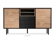 Komody - Komoda z ryflowanym czarnym frontem LOFTY Konsimo - miniaturka - grafika 1