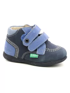 Buty dla dziewczynek - Kickers Skórzane sneakersy "Babyscratch" w kolorze niebiesko-granatowym - grafika 1