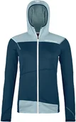 Bluzy damskie - Bluza z kapturem damska Ortovox Fleece Light Hoody - deep ocean - miniaturka - grafika 1