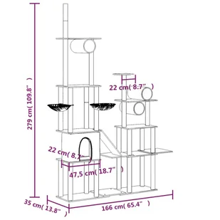 Lumarko Drapak dla kota z sizalowymi słupkami, ciemnoszary, 279 cm! - Drapaki dla kotów - miniaturka - grafika 8