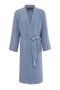 Unisex szlafrok waflowy PIQUE Niebieski XL - Szlafroki męskie - miniaturka - grafika 1