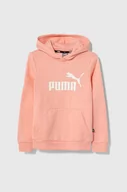 Bluzy dla dziewczynek - Puma bluza dziecięca ESS Logo Hoodie FL G kolor różowy z kapturem z nadrukiem - miniaturka - grafika 1