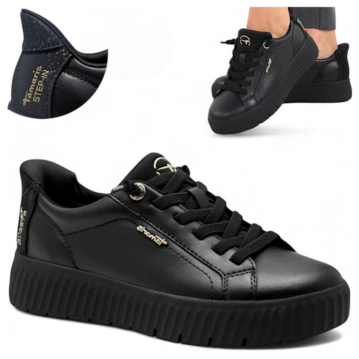 Sneakersy Damskie SKÓRZANE Tamaris Półbuty Wygodne Wiosenne Sznurowane 37