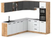 Meble kuchenne - Kuchnia Marra Narożna 4.6m Modułowa Z Blatem Duża Wotan Szara Biała Mat - miniaturka - grafika 1