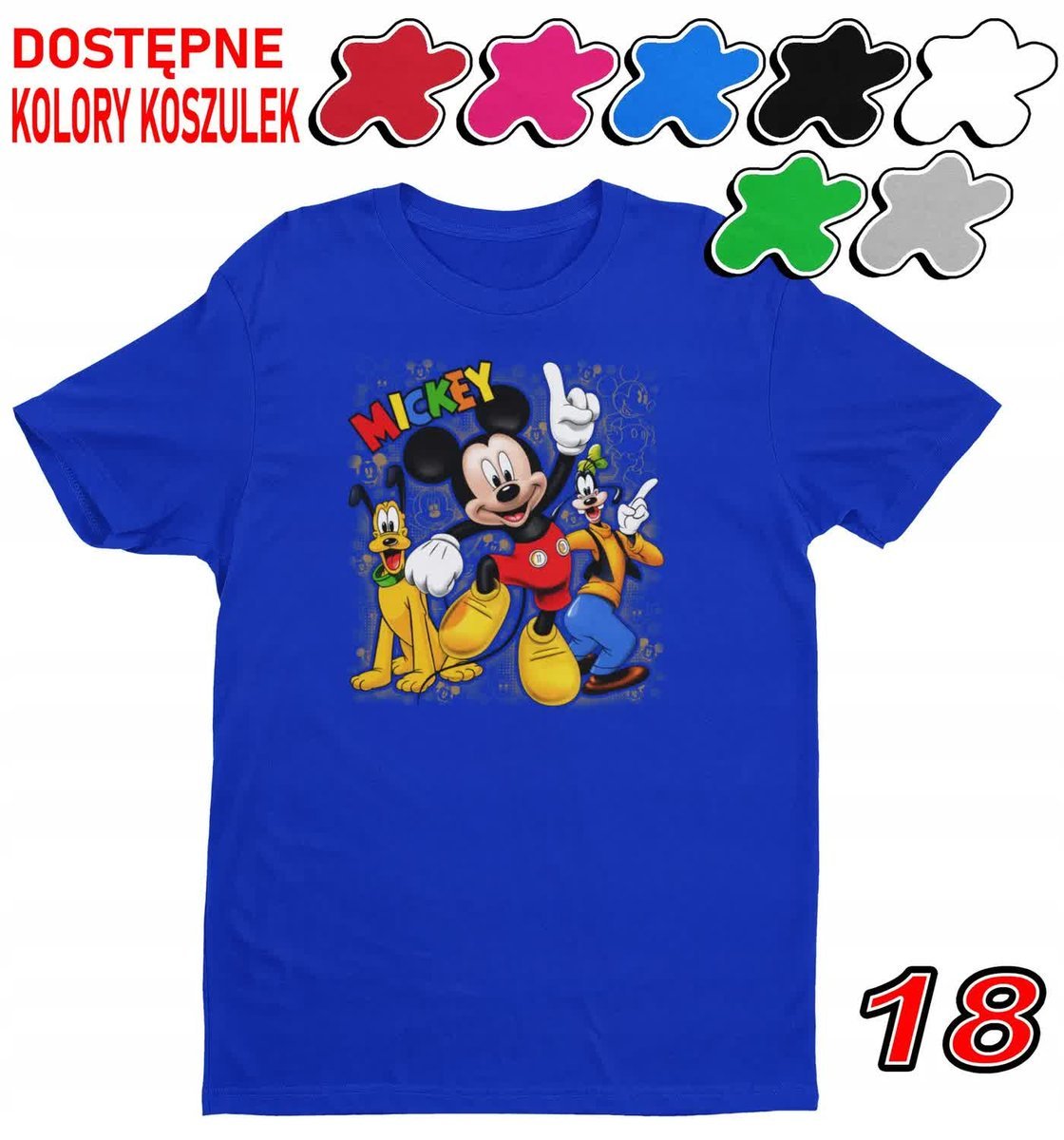 Dziecięca Koszulka Z Nadrukiem Duży Wybór Myszka Miki Różne -M 134-140