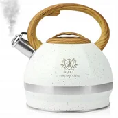 Czajniki na gaz - CZAJNIK STALOWY na GAZ 3l BIAŁY z GWIZDKIEM INDUKCJA GAZ DUŻY MARMUR Karl Hausmann - miniaturka - grafika 1