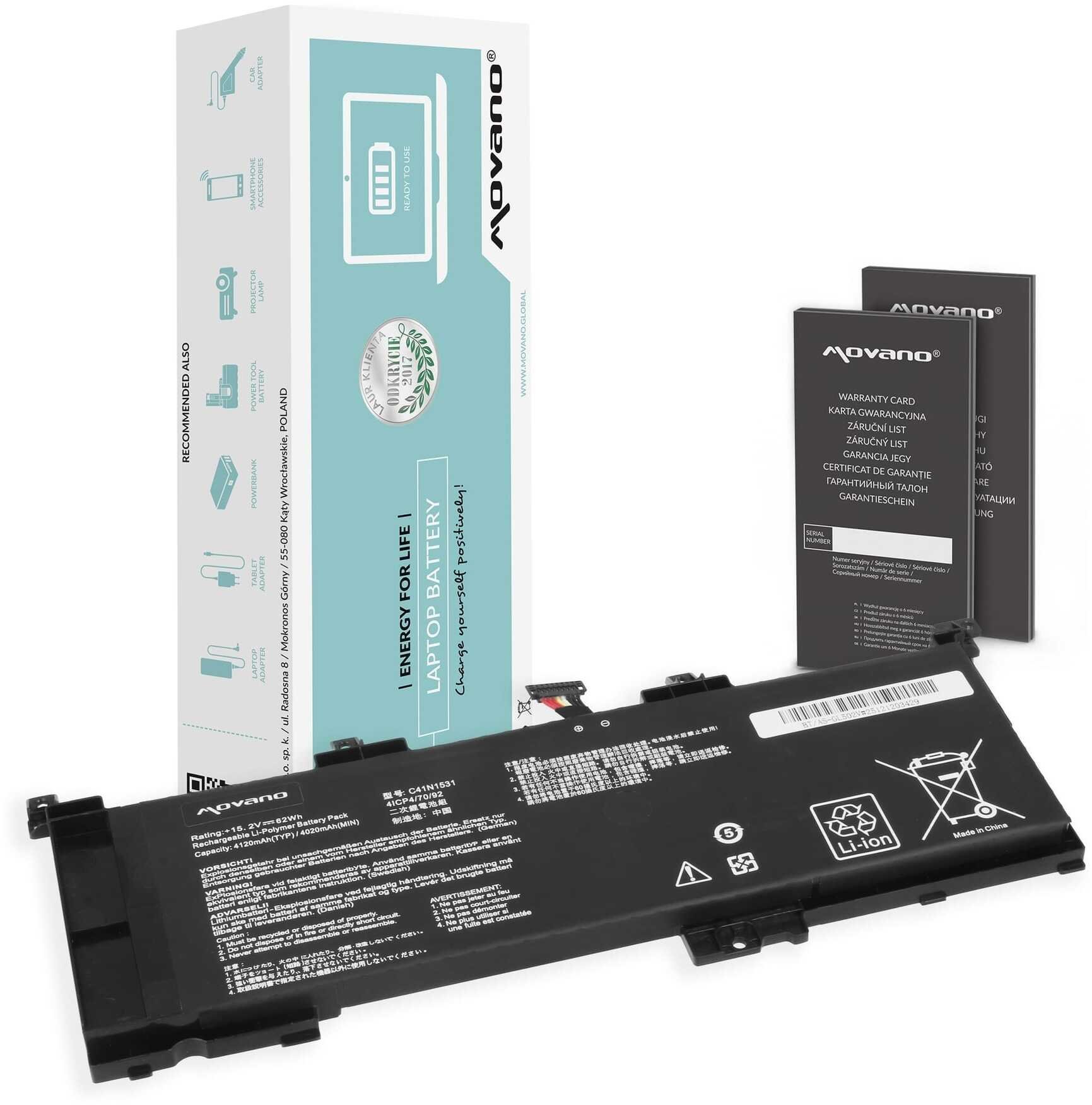 Bateria PurePower Bateria Movano do Asus ROG GL502V, GL502VM, GL502VS