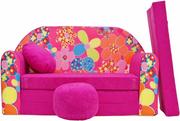 Fotele i pufy dla dzieci - Sofa dziecięca kanapa wersalka rozkładana 160cm + podnóżek i poduszka - H12 - miniaturka - grafika 1