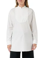 Koszulki i topy damskie - Armani Exchange Damska koszulka z limitowanej edycji We Beat As One Cotton Poplin Tuxedo, biały, S - miniaturka - grafika 1
