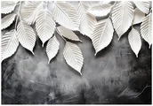 Fototapety - Fototapeta Białe Liście na Betonie Loft 250x175 cm Tapeta Do Sypialni Salonu Kuchni Na Flizelinie - miniaturka - grafika 1