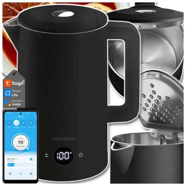 Czajnik Elektryczny SMART Wifi Regulacja Temperatury Aplikacja 1,7l Czarny