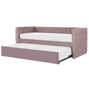 Łóżka - Beliani Łóżko wysuwane welurowe 90 x 200 cm różowe GASSIN - miniaturka - grafika 1