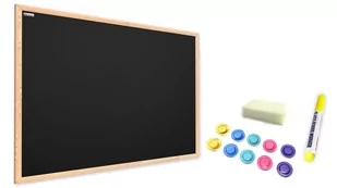 Allboards Tablica kredowa magnetyczna 80x50 czarna w ramie drewnianej TM85BKB+MGR-Y+G+MSMIX30/10_20210310114218 - Tablice i flipcharty - miniaturka - grafika 1
