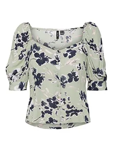 VERO MODA Women's VMMENNY 2/4 Shirt WVN GA Top, Reseda/AOP: Mille, S, Reseda/Aop: mille, S - Koszulki i topy damskie - miniaturka - grafika 1