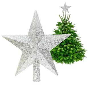 GWIAZDA CZUBEK NA CHOINKĘ SZPIC CHOINKOWY GWIAZDKA CHOINKOWA 20 CM HOLOGRAFICZNY PLATYNOWY KAMELEON ŚWIĘTA - Bombki - miniaturka - grafika 1