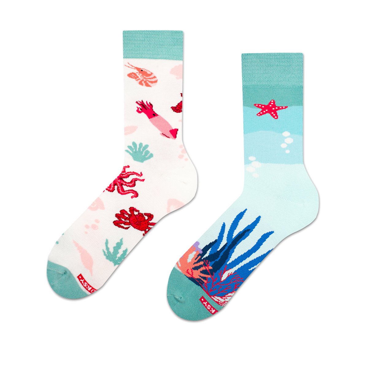 ZOOKSY kolorowe męskie skarpety r.41-46 1 para, długie skarpety w owoce morza - mixTURY SKARBY MORZA