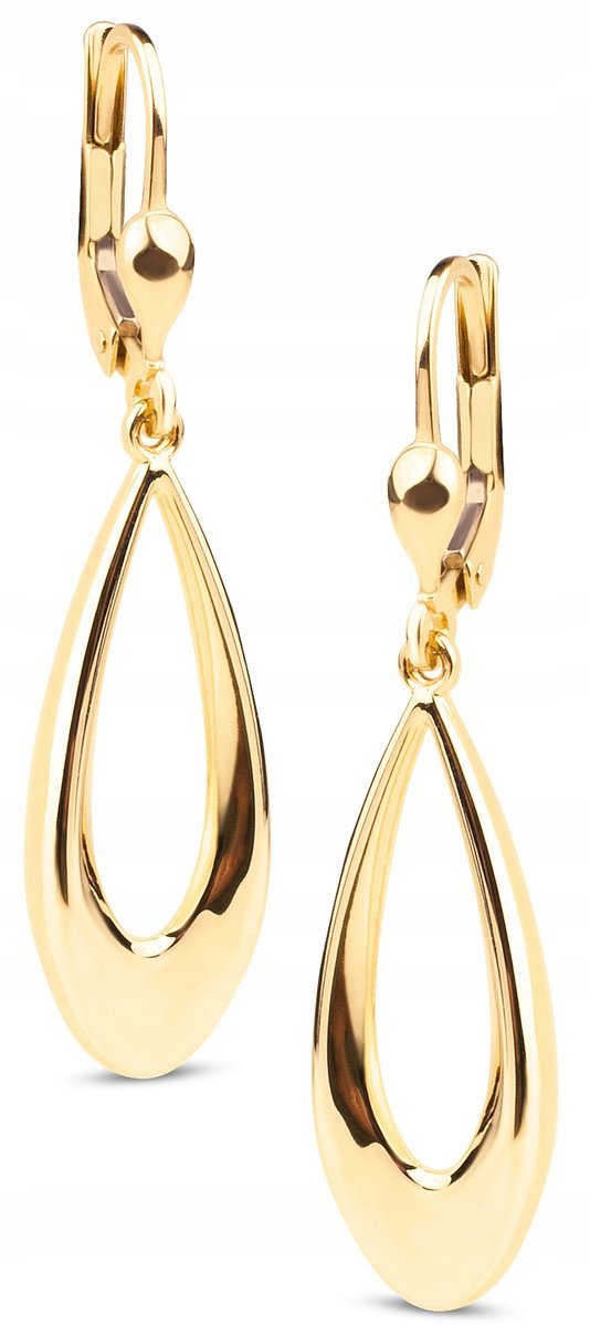 ZŁOTE WISZĄCE KOLCZYKI NA ANGIELSKIM ZAPIĘCIU ŁEZKI CHIARA 14KT 585