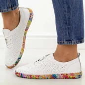 Półbuty damskie - Białe skórzane półbuty damskie Sergio Leone Sp007 - miniaturka - grafika 1