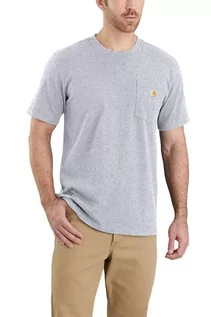 Koszulki sportowe męskie - Koszulka męska T-shirt Carhartt Heavyweight Pocket K87 034 Heather Grey - grafika 1