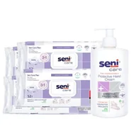 Chusteczki nawilżane - SENI MAXI Chusteczki, 4x52szt + krem do rąk, 500ml - miniaturka - grafika 1