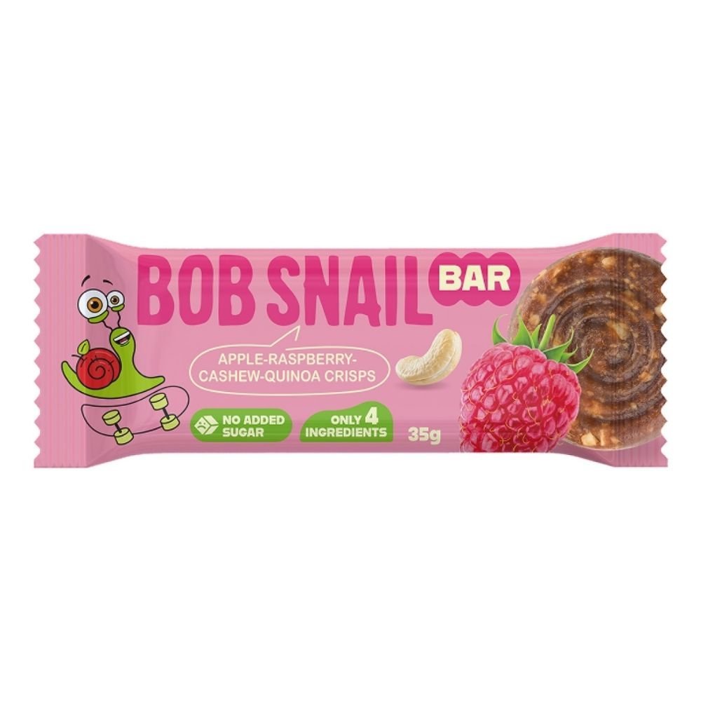 BOB SNAIL Baton Jabłko–Malina–Nerkowce–Chrupki z komosy ryżowej 35g