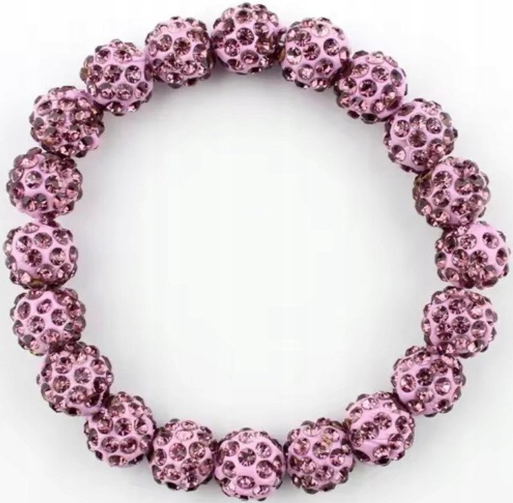 Różowa Bransoletka z Koralików Shamballa Elastyczna Ręcznie Robiona
