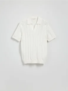 Reserved - Bawełniany sweter polo - biały - Swetry męskie - miniaturka - grafika 1