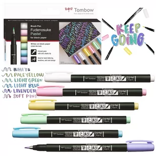 Zestaw do kaligrafii pastelowy TOMBOW flamastry 6 szt. Fudenosuke Brush Pen - Kredki, ołówki, pastele i pisaki - miniaturka - grafika 1