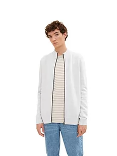 TOM TAILOR Denim Męskie Kardigan ze stójką 1028392, 12035 - Grey Heather Melange, XXS - Swetry męskie - miniaturka - grafika 1