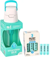 Butelki filtrujące - Butelka filtrująca Solid Turkusowa 0,5L + 4x filtr wkład węglowy do butelki - miniaturka - grafika 1