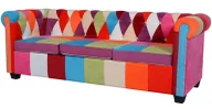Sofy i kanapy - Patchwork sofa w stylu chesterfield trzyosobowa E1-K60 - miniaturka - grafika 1