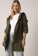 Kurtki damskie - Zielona Przejściowa Kurtka Parka z Kapturem i Podwijanymi Rękawami Tinarose - miniaturka - grafika 1