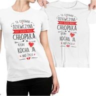 Gadżety dla niej i dla niego - Koszulka na Dzień Kobiet z nadrukiem Ta cudowna dziewczyna jest zajęta przez chłopaka który kocha ja nad życie - miniaturka - grafika 1