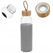 Shakery i bidony sportowe - Butelka Szklana Silikonowa Bidon Wodę Bambus Siłkę - miniaturka - grafika 1