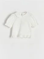 Bluzki dla dziewczynek - Reserved - Bluzka z haftowanym wzorem - złamana biel - miniaturka - grafika 1