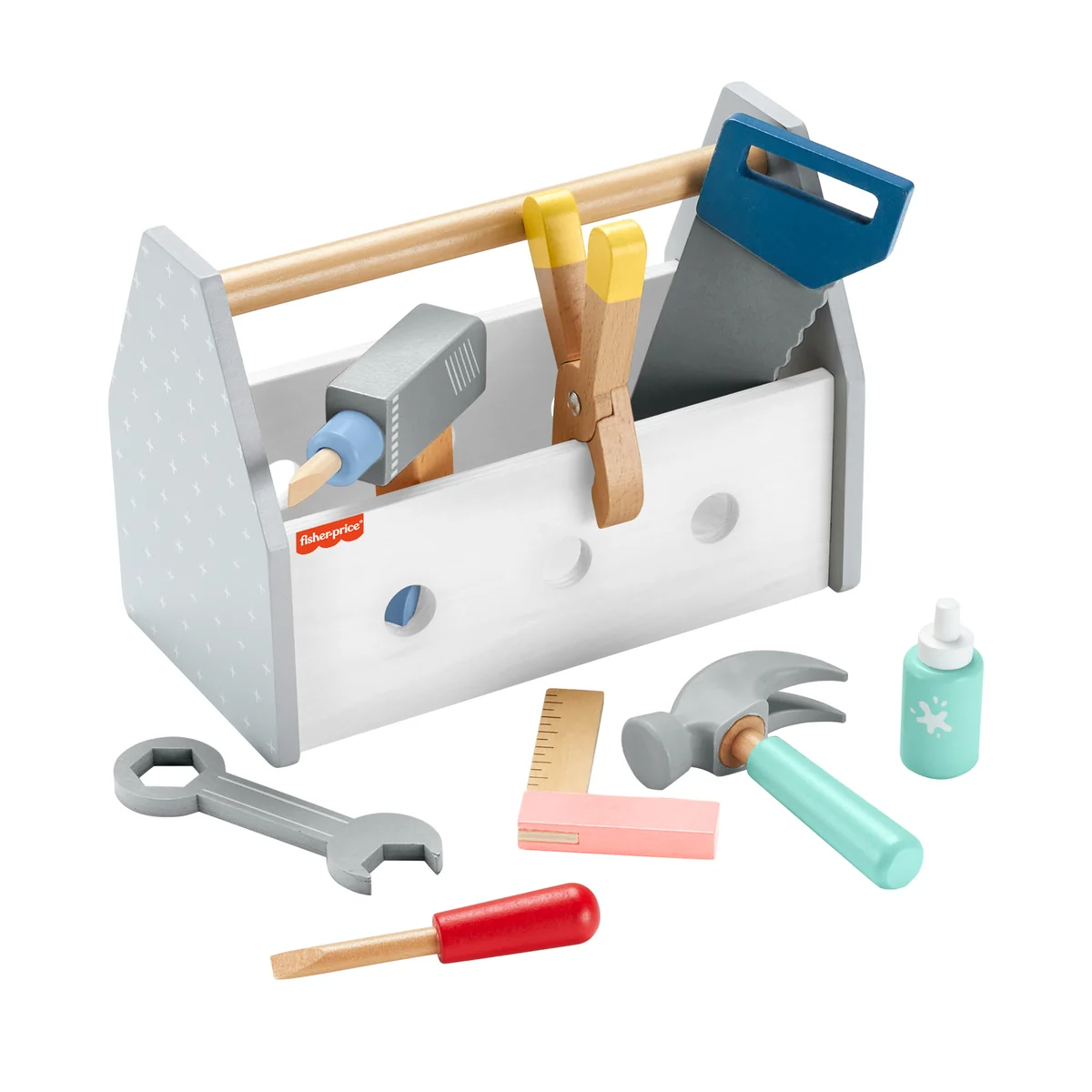 FISHER PRICE MAŁY MAJSTERKOWICZ zestaw drewnianych zabawek narzędzia