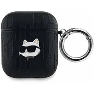 Akcesoria do słuchawek - Karl Lagerfeld KLA2PGCHPK AirPods 1/2 cover czarny/black Monogram Choupette Head - miniaturka - grafika 1