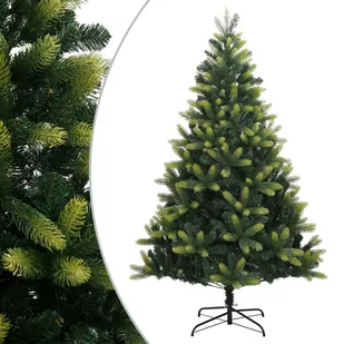vidaXL Sztuczna choinka zawiasowa ze stojakiem, 210 cm - Choinki - miniaturka - grafika 1
