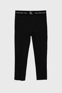 Spodnie damskie - Calvin Klein Jeans spodnie dziecięce kolor czarny gładkie - grafika 1