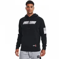 Bluzy sportowe męskie - Męska bluza dresowa nierozpinana z kapturem Under Armour UA Baseline Fleece P/O Hoody - czarna - UNDER ARMOUR - miniaturka - grafika 1